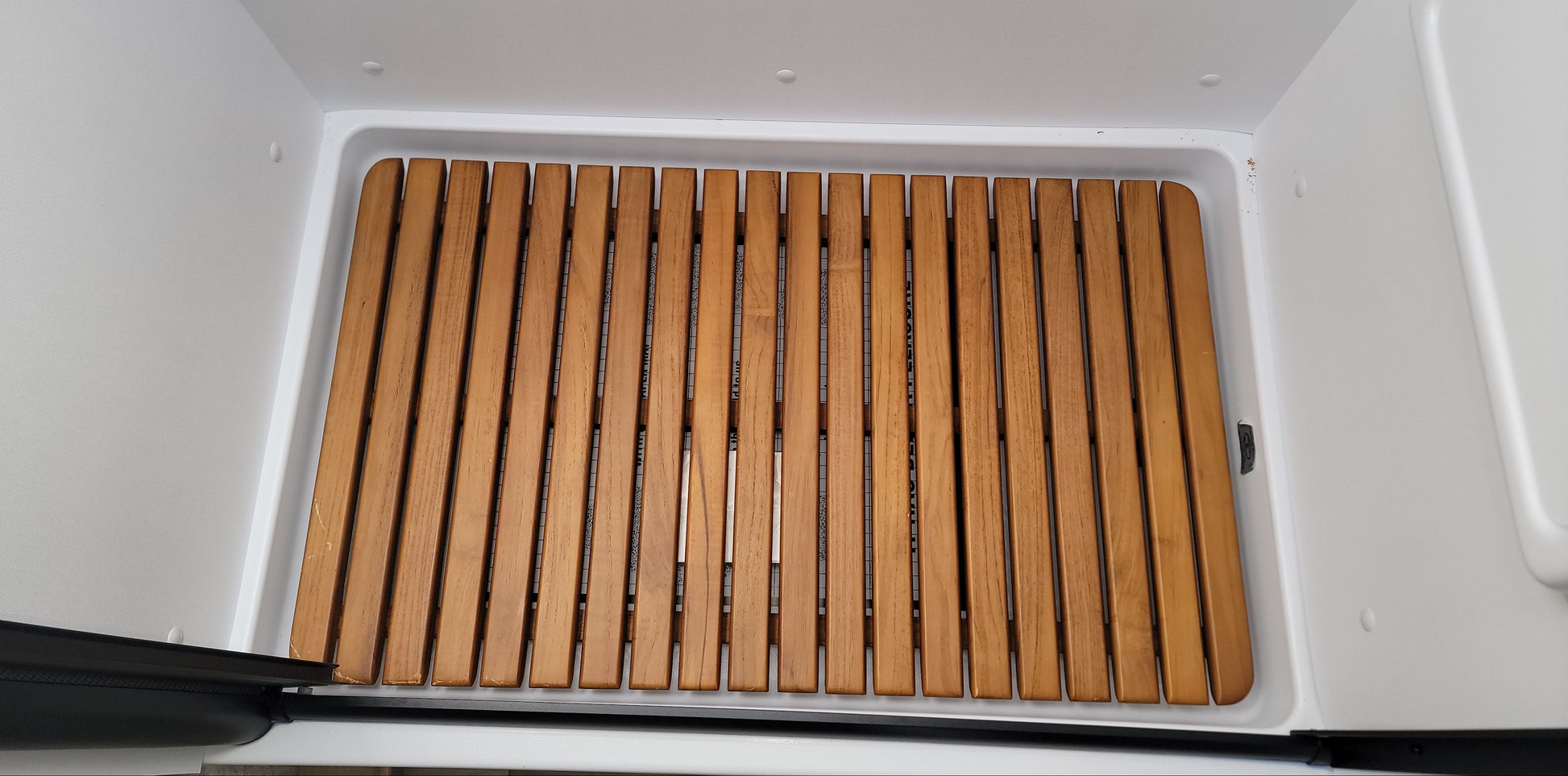 Winnebago Micro Minnie 1720FB teak shower mat
